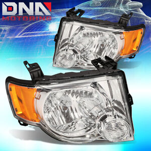 FOR 08-12 FORD ESCAPE CD2 SUV CHROME/AMBER SIDE TURN SIGNAL HEADLIGHT HEAD LAMP