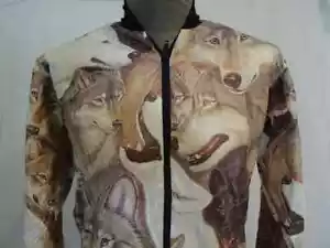Vintage 90s PRIDE Wolf Wolves Lupine Windbreaker Animal Print Jacke Gr. S - Bild 1 von 3