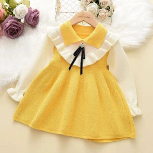 Herbst Winter Mädchen Kleid 2-6 Jahre Kinder Pullover Strick Kostüm Baby Mädchen Kleidung - Bild 1 von 17