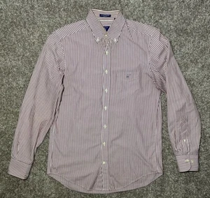GANT Men’s Dress Shirt Button Down Broadcloth Banker Stripe Red L/S Size S - Picture 1 of 18