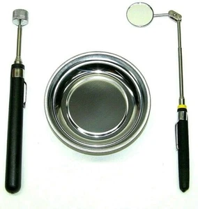 3 pcs Magnetic Tray Magnetic Telescopic Inspection Mirror Magnetic Pick-Up Tool - Picture 1 of 2