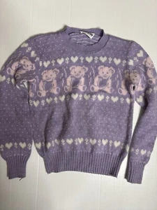 Vintage Girls Bear Print Sweater - Picture 1 of 1