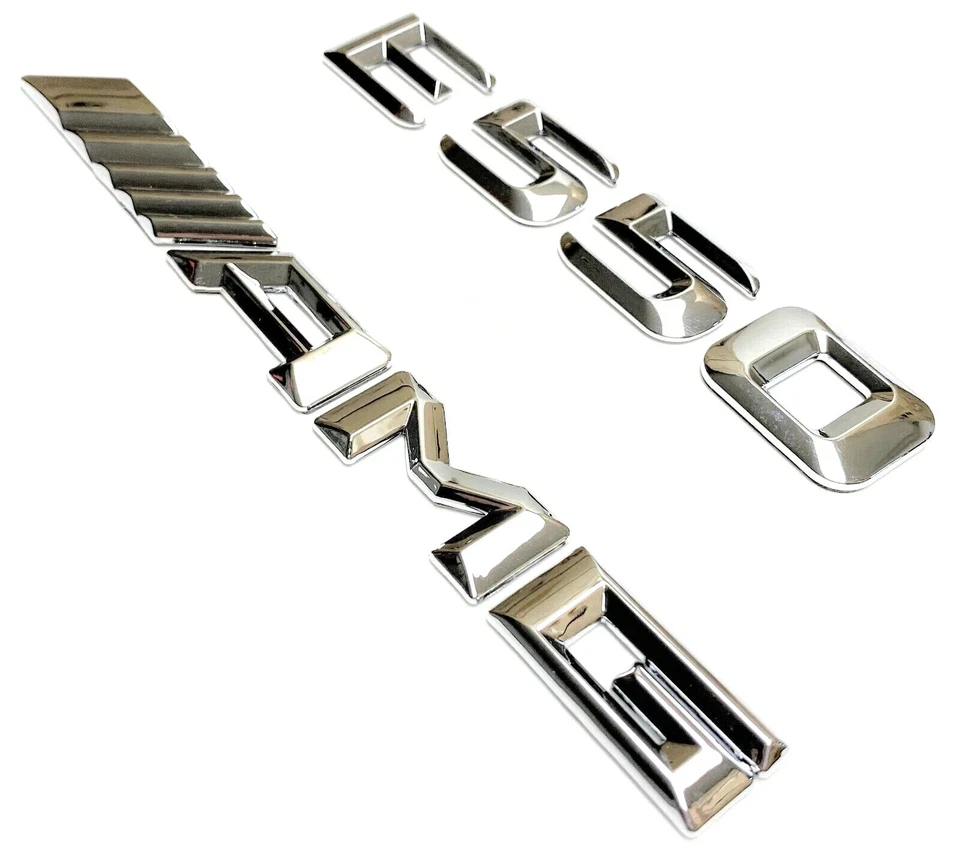 AUTOMATICITY66 CHROME E550 + AMG REPLACEMENT FOR MERCEDES REAR TRUNK EMBLEM BADGE DECAL LID#
