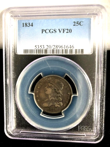 1834 Capped Bust Quarter PCGS VF20 Cert # 28961646 Cover