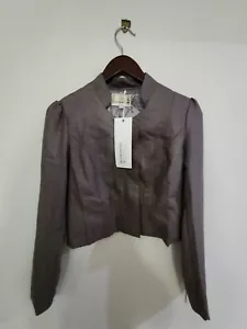 LOVERS & COLLABORATORS Designer Women Coffee Fitted Relaxed Lightweight Jacket 6 - Picture 1 of 7