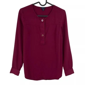 NAUTICA Women Dark Red Long Sleeves Crew Neck Shirt Blouse Size XS - Picture 1 of 10