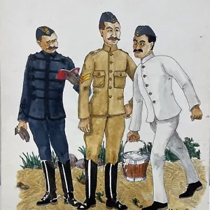 ORIGINAL Cox Art Drawing Galloping Guns War French Soldier Military Uniform - Picture 1 of 5