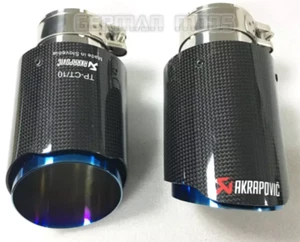 AZUL x2 UNIVERSAL 3.5" CARBONO BRILLANTE PUNTA DE ESCAPE/TUBO DE ESCAPE A2 - Imagen 1 de 5