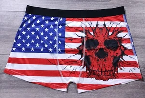Skull Flag Underwear Adult X-Large 40-42 United States of America Boxer Briefs - Picture 1 of 6