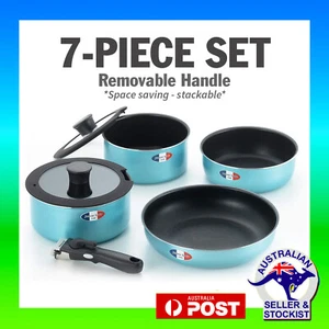 Cookware Set Stackable Space Saving Removable Handle Camping Caravan Boat 4WD - Picture 1 of 11