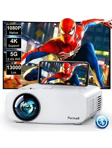 Pericat 5G WiFi Proyector Bluetooth 1080 Exterior Portátil Video Proyector Paquete - Imagen 1 de 9