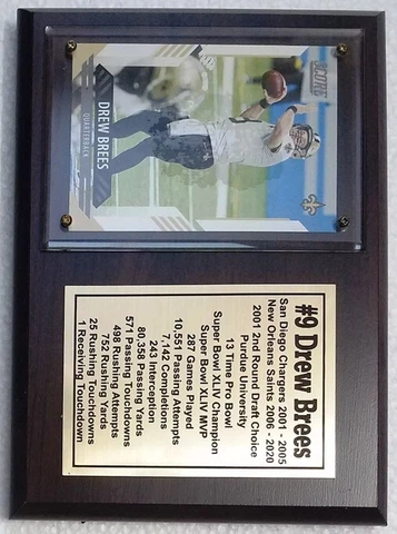 New Orleans Saints Drew Brees Football Card Plaque Cover
