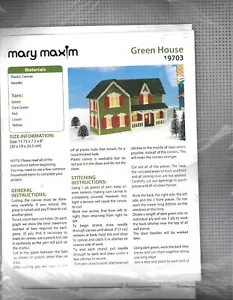Mary Maxim ~ Green House ~ Plastik Leinwand Kit #19703 2-stöckiges Haus mit Veranda - Bild 1 von 2