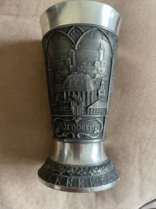 Vintage FEINZINN Angel marking Nurnberg German Embossed Pewter 5 1/4" Wine Cup - Picture 1 of 6