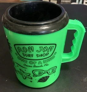 Vintage 90’S Betras USA 52 oz Giant Travel Mug Neon Green Surf Shop Cocoa Beach - Picture 1 of 4