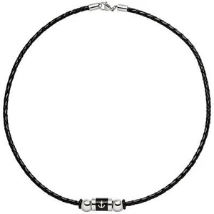 Collar de cadena de 3,2 mm de cuero trenzado, ancla, acero inoxidable lacado, 45 cm - Imagen 1 de 1
