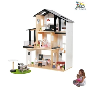 Modern Villa Kids 3 Storey Doll House With Furniture Accessories Mansion PlaySet - Picture 1 of 7