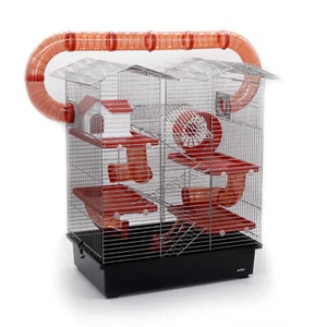 Nagerkäfig CH2 XXL Zubehör Tunnelsystem Chrome Schwarz Rot Maus Hamster Käfig - Bild 1 von 12