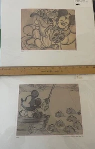 Disney Mickey mouse pencil sketches (2) 11" x 14" border - Bild 1 von 4