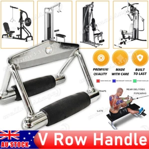 Triangle V Close Grip Bar Gym Workout Cable Attachment Back Seated Row Handle OZ - Picture 1 of 12