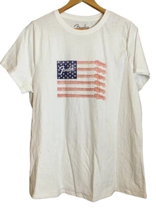 Fender Damen Gitarre T-Shirt Flagge Grafik Pullover weiß Größe 14/16 - Bild 1 von 5