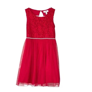 Speechless Kids Size 10 Red Lace Bodice Tulle Dress With Crinoline Sleeveless - Picture 1 of 13