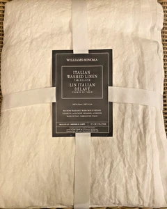 Mantel italiano de lino lavado Williams Sonoma nuevo 70" x 108" blanco - Imagen 1 de 8