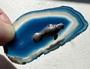 Manatí miniatura Pewture en rebanada de piedras preciosas  - Imagen 1 de 5