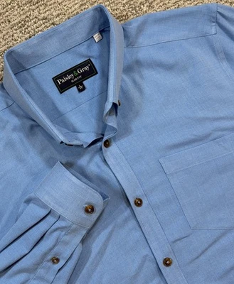 Camisa de cachemira y gris para hombre grande azul calce ajustado mezcla de bambú con botones moderna Foto 1 de 4