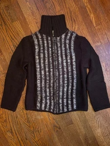 Rare Vintage Just Cavalli long sleeve brown and cream zip up sweater EUC size 52 - Bild 1 von 9
