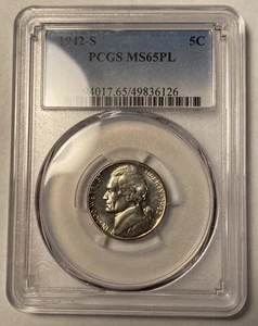 1942-S Jefferson War Nickel PCGS MS65PL Prooflike - Picture 1 of 4