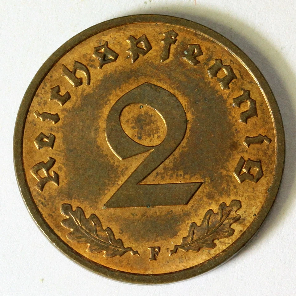 GERMANY (Third Reich) 2 Reichspfennig 1938 F - Bronze - aUNC - 3798 - Image 1 of 2