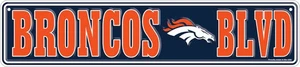 Denver Broncos Blvd Embossed Metal Street Sign 4" x 18" - Picture 1 of 1