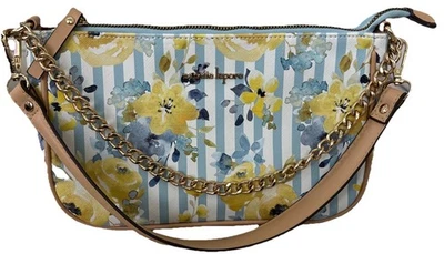 Nanette Lepore Floral Vegan Leather Handbag  Gold Chain And Leather Carry Straps - Image 1 of 4