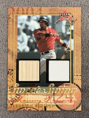 2004 Fleer Sweet Sigs Sweet Swing Dual Bat Jersey Relic /50 Manny Ramirez - Image 1 of 2