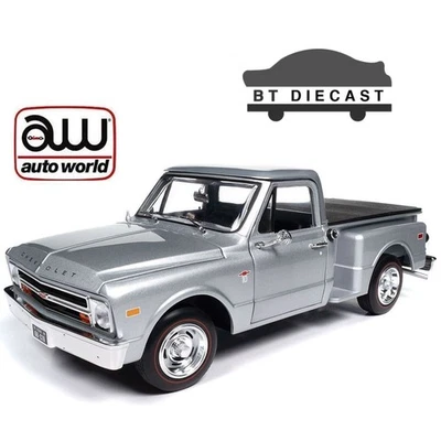 Camioneta pickup Chevrolet C10 1968 autoworld 1/18 diecast plateada AW324 Foto 1 de 4