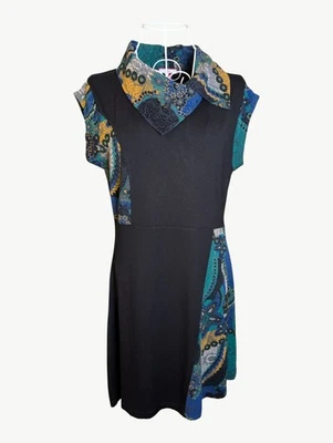 Joe Browns black jersey dress with multicolour boho panel - Image 1 of 4