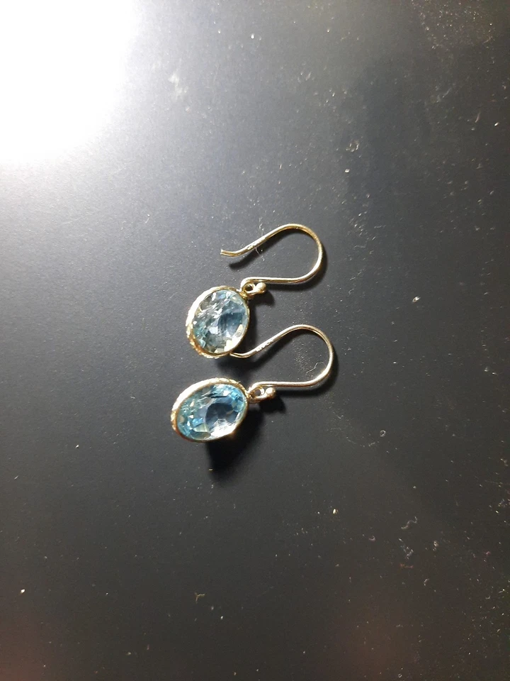 JTV#DOK2371.Серьги из серебра высшей пробы с овальным ледником топазом родием. Совершенно новый. - Изображение 1 из 1