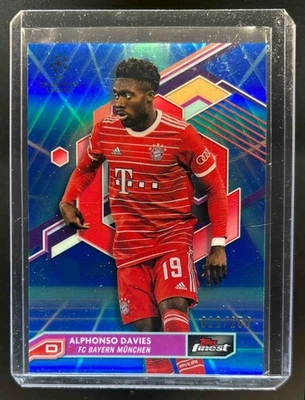 2022 Finest UEFA Alphonso Davies Blue/Aqua Vapor Wave Refractor #12/250 - Image 1 of 2
