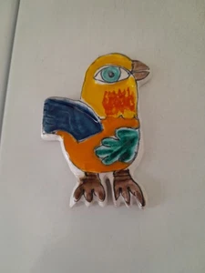 Giovanni Desimone Italy 88 Signed VTG MCM Hand Painted Art Pottery Bird Flat - Picture 1 of 4