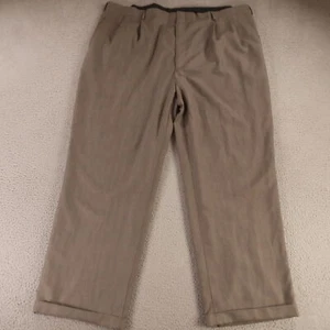 Alexander Julian Pants Mens 50 Brown Herringbone Self Stripe Polyester 50x32 - Picture 1 of 10