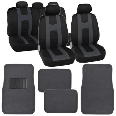 Seat Cover for Car "Rome Sport" Racing Style  Black/Charcoal with Carpet Mats - Image 1 of 4