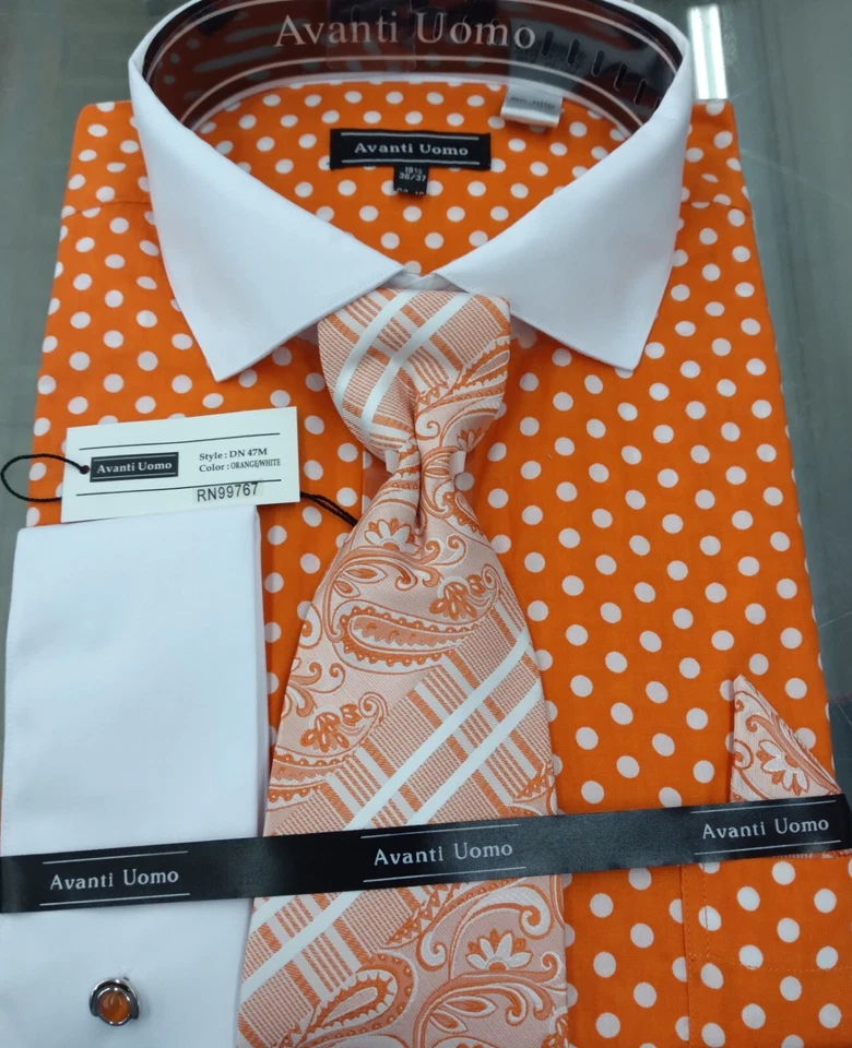 Camisas de vestir de moda para hombre con conjunto de corbata y gemelos  Foto 1 de 1