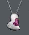 Effy Heart Ruby (1-1/3 Ct. T.W.) And Diamond (1/4 Ct. T.W.) Pendant In S/Silver