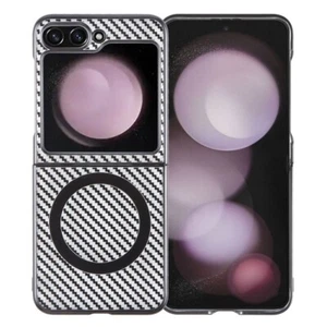For Samsung Galaxy Z Flip5 6D Plated Carbon Fiber Clear Magsafe PC Phone Shell - Picture 1 of 2