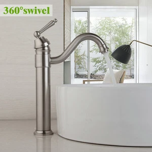 Grifos mezcladores montados de níquel cepillado de una sola manija lavabo lavabo - Imagen 1 de 7