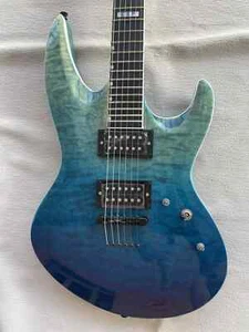 E-Gitarre, Ebenholz Griffbrett, gesteppte Ahorndecke 2 Tonabnehmer, schwarz Zubehör - Bild 1 von 10