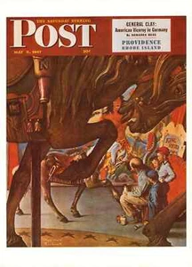 Saturday Evening Post May 3, 1947 Norman Rockwell Cover Art Print Carnival - Picture 1 of 2