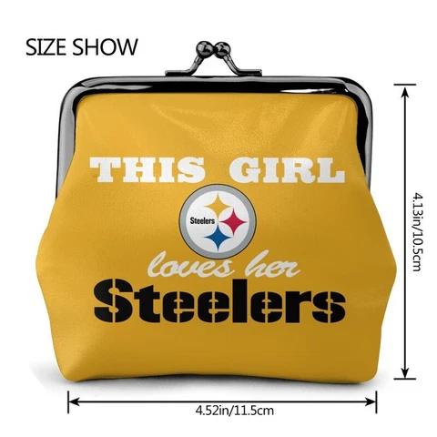 “This Girl Loves Her"Pittsburgh Steelers Leather Coin Purse Change Purse Wallet Cover