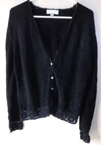 Carolyn Taylor For By Design Essentials Women's Cardigan Sweater Black Size: Lg - Picture 1 of 2